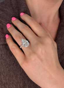 7.50 Carat Pear Cut Lab Grown Diamond Engagement Ring for Women | Luxury Solitaire Bridal Ring 18K Gold Plating | Classic - Product Image 2