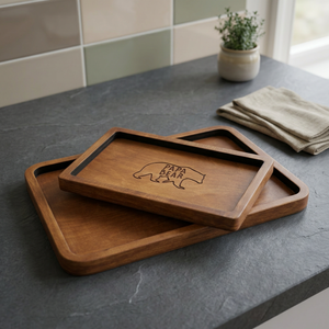 Plateau de service en bois à mangas, de forme rectangulaire, outil moderne en bois, finition naturelle, taille Standard pour décoration de la maison, livraison gratuite - Product Image 1