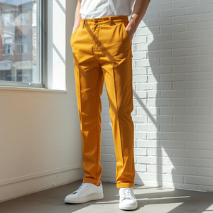 Pantalon Homme Léger en Tissu Peigné, Taille Mi-Haute, Teint Uni, Coupe Droite, Respirant, Décontracté, Service OEM - Product Image 4