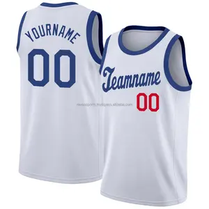 플러스 사이즈 크루 넥 농구 저지 화이트 컬러 승화 인쇄 팀 이름 농구 유니폼 빠른 건조 농구 유니폼