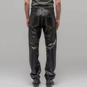 Pantalon en cuir véritable décontracté pour homme de haute qualité, best-seller avec logo personnalisé pour motards - Product Image 4