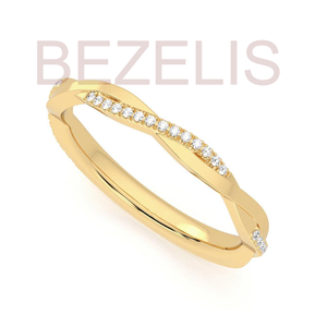Pulsera de diamantes cultivados en laboratorio con pavé retorcido, oro amarillo de 14K, pulsera apilable, joyería fina contemporánea para mujer, para regalo. - Product Image 4