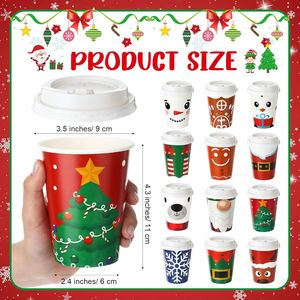 Set da 60 Tazze di Carta Monouso da 350 ml per Caffè con Coperchio, Confezione Bulk con 12 Stili Diversi per Cioccolata Calda o Bevande Fredde - Product Image 2
