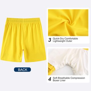 Shorts pour hommes jaunes unis à séchage rapide avec cordon de serrage et doublure intérieure en mesh, pour la plage et les loisirs - Product Image 5