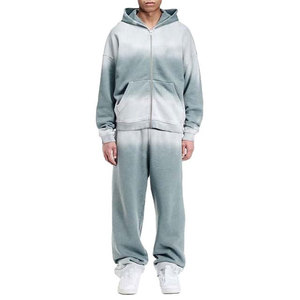 Survêtements zippés vintage délavés à l'acide pour hommes, personnalisables, nouveau design, décontractés, streetwear vierge, 100% coton, vente en gros - Product Image 4