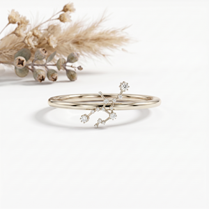 Bague en diamant signe zodiacal Vierge, bijoux de précision, or, style minimaliste élégant, cadeau tendance pour août et septembre - Product Image 3