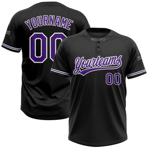 Custom Black <b>Baseball</b> Jersey With Purple Team Name And Number Sublimated Print Men's Short Sleeve Breathable Sport Apparel - Product Image 1