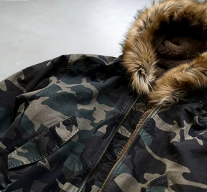 Sweat à capuche camouflage vintage surdimensionné en coton 100% crocheté sur mesure avec fermeture éclair, épais, pour l'hiver et la chasse, coupe carrée - Product Image 6