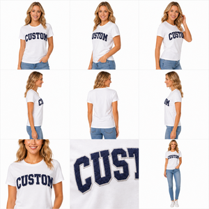 Camiseta de Manga Corta para Mujer, Cuello Redondo, Verano, Casual, Transpirable, de Alta Calidad, con Logotipo Bordado Personalizado - Product Image 5