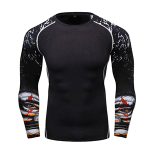 Factory-Made 100% Spandex/<b>Polyester</b> Quick Dry Men's Gym Wear Rash Guard Breathable Customizable High Quality - Product Image 3