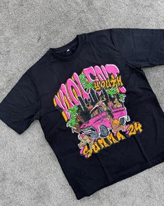 T-shirt homme à manches courtes imprimé dessin animé, blanc et noir, style streetwear, col rond, coupe classique, coton, vente en gros, OEM - Product Image 4