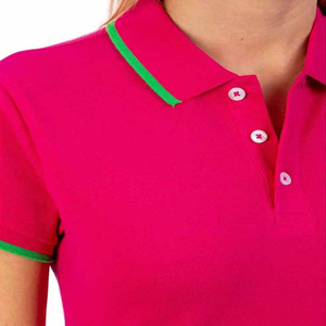 Camiseta Polo para Mujer, Fabricada a Medida por Distribuidor OEM, con Ribete, Manga Corta, Algodón, Informal, para Primavera/Verano - Product Image 3