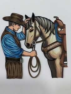 Carte de vœux artisanale vietnamienne traditionnelle en quilling 3D, personnalisée avec vernis mat, impression numérique sur papier, thème cowboy - Product Image 3