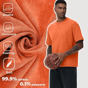 T-shirt en coton personnalisé pour homme, manches courtes, col rond, uni, décontracté, doux, respirant, tricoté, délavé à l'acide, séchage rapide, écologique - Product Image 4