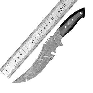 Cuchillo Bowie de hoja fija de Damasco con filo recto para supervivencia al aire libre, funda de cuero premium, camping, bushcraft, OEM, venta al por mayor a granel - Product Image 4