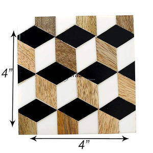 Elegante Posavasos con Incrustaciones de Hueso, Hecho a Mano, Cuadrado de Lujo de 4x4 Pulgadas, Colores Personalizables, Decoración de Mesa Tradebyd - Product Image 6