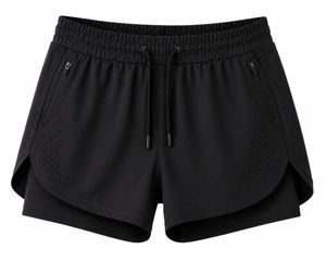 Short de sport pour homme en polyester respirant bleu uni, séchage rapide, avec poches zippées, cordon de serrage, taille mi-haute, pour la course à pied - Product Image 3