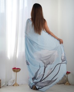 Sari traditionnel indien et pakistanais élégant pour femmes, à séchage rapide, idéal pour les occasions spéciales - Product Image 2