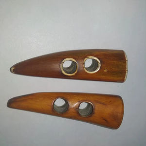 Botón de palanca de cuerno de búfalo auténtico de 50 mm, ecológico, hecho a mano, de 2 agujeros, con diseño de cruz, animal, flor, ángel, punta oscura completa, para costura de ropa y uso doméstico - Product Image 1