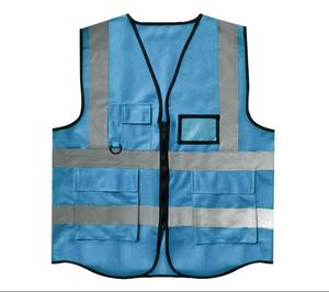 Gilet de sécurité haute visibilité jaune et bleu avec bandes réfléchissantes, vêtements de travail - Product Image 6