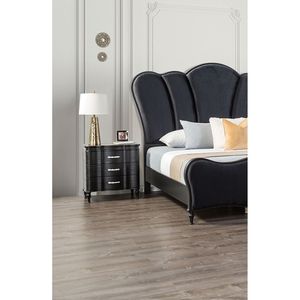 Splendido Set Camera da Letto 3 Pezzi King Size con Gambe in Legno HB Imbottite in Tessuto Nero e Comodini Accattivanti per l'Arredamento della Tua Camera - Product Image 5