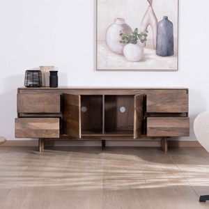 Mueble para TV Vandana Ivory Craft de 160 cm con diseño elegante, estilo Japandi Geta en madera maciza de mango. - Product Image 2