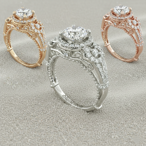 แหวนหมั้นชุบทองคำสีกุหลาบสไตล์วินเทจประดับด้วยหินสามเม็ดพร้อมใบรับรอง - Product Image 5