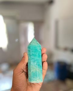 Torre de Amazonita de Alta Calidad, Piedra Preciosa Natural Tallada, Amuleto de Amor Feng Shui, Obelisco de Cristal Pulido, Figura Decorativa para el Hogar - Product Image 2