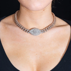 Chaîne cubaine tendance en argent sterling 925 plaqué or de 12 mm et 18 pouces, style hip-hop, large, avec moissanite et diamants glacés, bijoux de mariage et de fête - Product Image 3