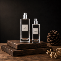 Flacon de parfum en verre carré haut de gamme personnalisable 30ml 50ml 100ml, avec logo OEM personnalisé, impression sérigraphiée, flacon en verre vide