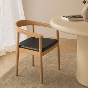 Modern Scandinavian Teak Wood Dining Chairs with Natural Rattan Back Commercial Use for Hotel and Villa Dining - Product Image 1
