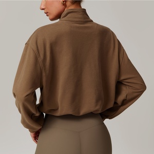 Sudadera con Cierre y Cuello Alto con Logotipo Personalizado, Sudadera Informal Holgada para Mujer, Ropa Deportiva para Yoga y Gimnasio, Perfecta para Correr y Hacer Ejercicio - Product Image 3