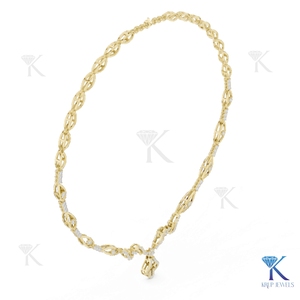 Premium Lab Grown Diamond Bridal <b>Statement</b> <b>Necklace</b> Open Teardrop Pendant 14K 18K Solid Gold Floral Fine Women Jewelry Party - Product Image 5