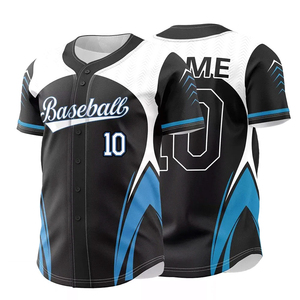 Maillot de baseball professionnel pour sublimation OEM, noir à rayures dorées, personnalisé pour équipe, taille adulte, grande taille, respirant, séchage rapide - Product Image 1