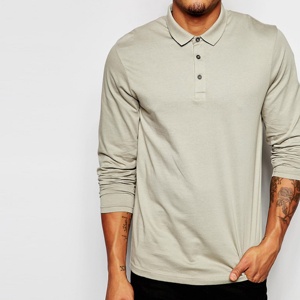 Jersey de manga larga de diseño personalizado para Polo, cuello vuelto, botón, tapeta, ajuste Regular, color piedra, venta al por mayor, Bangladesh - Product Image 1