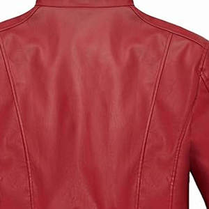 <b>Men's</b> Red Genuine Leather <b>Jacket</b> Zipper Closure Turn Down Collar Casual Autumn Style Regular Fit Vintage Classic Slim Fit - Product Image 5