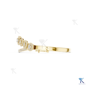 Luxury Lab Grown Diamond Tiara Halo <b>Bangle</b> 14K 18K <b>Solid</b> <b>Gold</b> Fine Women Bridal Statement Jewelry Manufacturer Wholesale - Product Image 5
