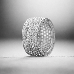 Anillo de Eternidad con Pavé de Diamantes Moissanite Chapado en Oro Original Romántico de Moda, Anillo de Promesa Unisex para Boda, Fiesta, Joyería Fina, Regalo - Product Image 1