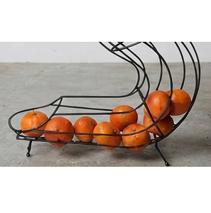 Elegant <b>Black</b> Wired Fruit Bowl Geometric Design <b>Storage</b> Fruit <b>Basket</b> For Kitchen Decor at Affordable Price - Product Image 3