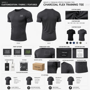 เสื้อยืดแขนสั้นทรงสลิมฟิตสำหรับผู้ชาย แห้งเร็ว ทรงสปอร์ต คอกลม สีพื้น พิมพ์โลโก้ด้านหน้า ผ้าโพลีเอสเตอร์ถัก สวมใส่สบาย - Product Image 2