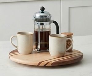 Plateau tournant rond en bois de qualité supérieure, fait main, pour la cuisine, organisateur de vaisselle, centre de table pour la salle à manger et le rangement - Product Image 6