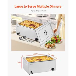 Scaldavivande Elettrico Professionale Commerciale 24QT con Vasca Full-Size, 1200W, in Acciaio Inossidabile, per Mantenimento e Riscaldamento Alimenti - Product Image 3