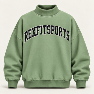 Sweat-shirt à col montant surdimensionné épais avec logo 3D appliqué personnalisé, pull en molleton, fournisseur de vêtements OEM en gros - Product Image 3