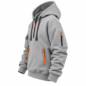 Marineblaue Herren-Halbzip-Hoodie Lässiger Pullover Sweatshirt mit Kängurutasche Maßgeschneiderte Streetwear-Kleidung vom Hersteller - Product Image 5