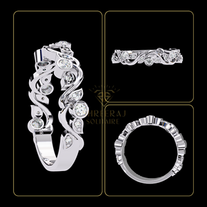 Bagues demi-éternité florales pour femmes avec diamants de laboratoire |   Bague d'anniversaire de mariage Nature Aspire 0,22 carat taille brillant IGI - Product Image 6