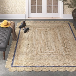 Alfombra de Yute Natural Trenzado, Estilo Rústico, Rectangular, con Borde Festoneado y Base Antideslizante para Pasillo - Product Image 4