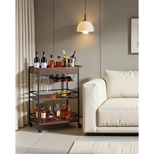 Chariot de bar industriel à 3 niveaux, station de service roulante pour cuisine domestique, étagère mobile pour boissons - Product Image 6