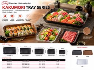 ถาดอาหารทรงสี่เหลี่ยม Kakumori-CHU ถาดซูชิ ผลิตด้วยกระบวนการ Blister สำหรับจัดเก็บและเสิร์ฟ สีดำ 345x245x34 - Product Image 5