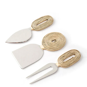 Cuchillos para Queso Dragonfly, Juego de 3 Cuchillos para Queso Premium Dorados, Juego de 3 Cuchillos para Queso de Acero Inoxidable Trance - Product Image 1
