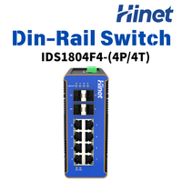 Switch PoE Industrial Gigabit de 4 Puertos, Switch Ethernet Gestionado de Capa 2 para Riel DIN con 4 Puertos de Enlace Ascendente SFP Gigabit